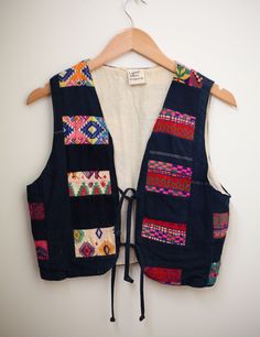 "Very cool 70's boho vest with embroidery. Laurel Alllan Imports. Measuring 17\" pit to pit, 16\" long. Best fit for xs/small. Shipped from Portland, Oregon." Boho Vest, Blue Vest, 70s Boho, Blue Vests, Vest Outfits, 70s Vintage, Eyeglasses For Women, Vest Top, Western Outfits