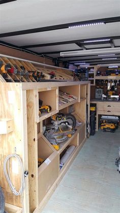 a garage filled with lots of work tools