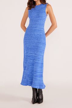 Harper Rib Knit Midi Dress *XX-XXL*Extra Large Neckline Slimmer, Ribbed Knit Dress, Sleeveless Midi Dress, Midi Length Skirts, Mink Pink, Knit Midi, Ribbed Neckline, Knit Midi Dress, Sapphire Blue