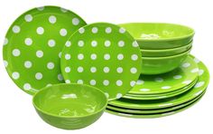 PRICES MAY VARY. Italia Gifts and Frames, we offer a wide range of melamine dinner sets with modern designs that make them appropriate for indoor and outdoor environments ! Melamine dinnerware is ideal for indoor and outdoor events, picnics, hiking, and camping. Our Corelle dinnerware set pieces are available in different vibrant colors that will enhance your dining experience. our melamine dinnerware are manufactured in vivid patterns, designs, and colors to choose from. Whether you want bold o Neon Green Plates, Corelle Dinnerware Set, Green Dinner, Corelle Dinnerware, Melamine Dinnerware Sets, Melamine Dinner Plates, Melamine Dinnerware, Barbie House, Green Polka Dot