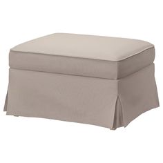 a large ottoman with a cover on the top and bottom, in light gray color