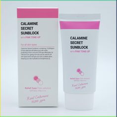 [ K-SECRET ] Calamine Secret Sunblock with Pink Tone-Up - 50ml Product Description Calamine Secret Sunblock, containing 15,000ppm of real calamine will relieve your skin while protecting it from UVA and UVB rays effectively. Its mild and non-greasy formula can be used for all skin types and it will give your skin a radiant glow, keeping your skin hydrated and brightened up.  - Relief care pink solution  - Real Calamine 15,000ppm  - SPF50  / PA      - Instant Brightening Effect   Volume : 50ml After Opening : 1 year Expiry Date : Newly Conutry of Origin : Korea How to Use  - After cleansing and toning, take proper amount of product, apply it and evenly spread on the skin. [Ingredients]  - Please refer to the product photo. -------------------------------------------------------------------- Tanning Sunscreen, Skin Ingredients, Formula Cans, Tone Up, Tone It Up, Pink Tone, K Beauty, Beauty Secrets, All Skin Types