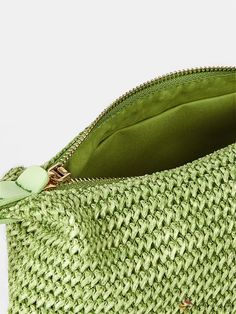 BirdinBag - Versatile Straw Bag: Stylish Vacation Essential Green Details, Rattan Bag, Chain Pattern, Baguette Bag, Pearl Types, Woven Bag, Bird In Bag, Bag Bag, Bohemian Chic