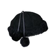 Attractive black shearling cap with 2 shearling pom poms by Burberry UK. Excellent condition. 26.5" interior circumference, 7" deep 1950s Hats, Bowl Hat, Burberry Cap, Zendaya Style, Fisherman's Hat, Burberry Black, Pom Pom Hat, Caps For Sale, Green Cotton