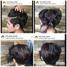 Long Pixie Brunette, Asymetrical Haircut Short Edgy, Short Asymmetrical Pixie, Pixie With Long Front Pieces, Asymetrical Haircut Edgy Pixie, Short Hairstyle Women Asymmetrical, Long Pixie Asymmetrical, Asymmetrical Pixie Thick Hair, Medium Pixie