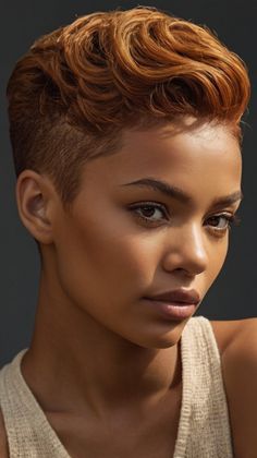 How Can Deep Wine TWA Transform Your Look ✨ Ginger Color Bob Black Women, Copper Short Hair On Black Women, Auburn Hair Color On Black Women Short, Copper Pixie Cut Black Women, Copper Sunset Hair Black Women, Dark Fall Hair, Rosemary Oil For Hair, Pixie Haircut Styles, Exotic Hairstyles