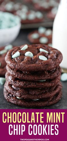 a stack of chocolate cookies with white sprinkles