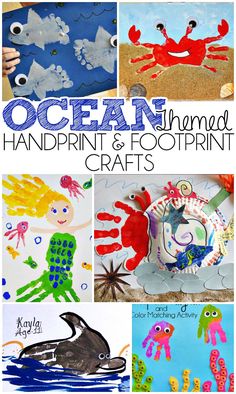 ocean themed handprint and footprints crafts for kids