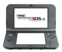 the new nintendo 3ds is displayed in front of a white background with black and gray accents