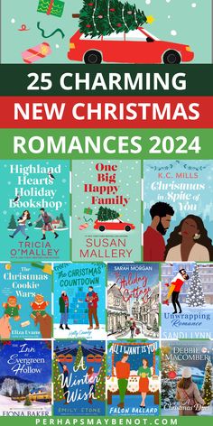 the cover of 25 charming new christmas romance novels