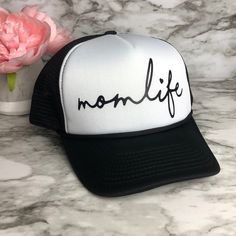 Ariebdesigns Momlife Trucker Hat, Snapback Adjustable. Available In 3 Sizes. New With Tags Black Trucker Hat With Letter Print For Beach, Adjustable Black Trucker Hat For Summer, Trendy Black Trucker Hat For Vacation, Black Trucker Hat For Spring Beach, Trendy Black Trucker Hat For Everyday, Spring Beach Black Trucker Hat, Black Hats With Letter Print For Gifts, Black Hats With Letter Print As Gifts, Black Trucker Hat With Curved Brim As Gift