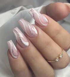 Plain Nails, Formal Nails, Fancy Nails Designs, White Acrylic Nails, Acrylic Nails Coffin Pink, White Nail, Pink Acrylic Nails