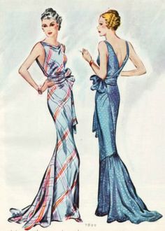 Evening Dress Sewing Patterns, Dress Low Back, 1930 Fashion, Patron Vintage, 1930s Dress, Vintage Gowns