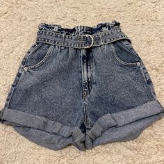 H&M Belted Denim Shorts Black Denim Cutoff Shorts, Army Green Shorts, Cuffed Denim Shorts, H&m Shorts, High Waisted Jean Shorts, Denim Cutoff Shorts, Denim Cutoffs, Yellow Shorts, Mom Shorts