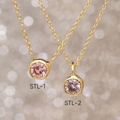 14k 18k Solid Gold Birthstone Bezel Necklace, Dainty Solitaire Birthstone Gold Necklace, Delicate CZ Birthstone Gold Necklace gift for Her. ► Adding a customized tiny bar at clasp may be a good idea: https://etsy.me/3cn9OQ5 Material: Solid Gold (real gold, not gold plated or gold filled material) Karat: 14k, 18k Available gold color: yellow gold, rosw gold, white gold Stone Type: Cubic Zircon (Cz) Approximate stone diameter: 3 mm Approximate bezel diameter: 4 mm Model Styles: STL-1: pendant is f Gold Necklace Delicate, Bezel Necklace, Chain Extenders, Birthstone Bracelets, Birthstone Earring, Cross Jewelry, Necklace Dainty, Evil Eye Jewelry, Birth Flowers