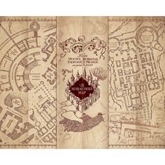 the map for hogwart's castle from harry potter, which has been drawn in red