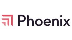 the logo for phoenix is shown in black and red on a white background