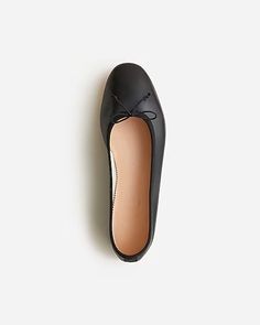 J.Crew: Zoe Ballet Flats In Leather For Women Shoe Carousel, Black Ballet, Sneaker Dress Shoes, Black Ballet Flats, New Pant, Boys Sneakers, Denim Coat Jacket, Leather Ballet Flats, Sweaters And Leggings