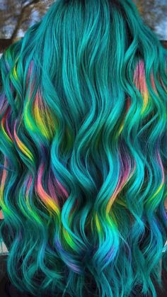 Vivid Hair Color, Hair Shears, Teal Hair, Turquoise Hair, Funky Hairstyles