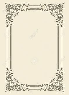 an ornate frame with scrolls and leaves on a beige background stock photo - 91978