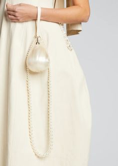 Simone Rocha Pearl Egg Acrylic Wristlet Bag - Bergdorf Goodman Blue Bridal Earrings, Statement Purse, Purse Trends, Bride Bag, Hand Bags For Women, Wedding Handbag, Bridal Purse, Bridal Bag, Wristlet Bag