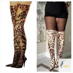 🐣. Offer Xtras! Leopard Print Over the knee boots (Thigh High) for $69.99 #womensfashion #africanstyle #foxfur #ladiesfashion #blackfashion #africanfashion #accessories #chic #womensclothing #uniquestyle Trendy Thigh-high Stretch Boots, Boots Thigh High, Leopard Print Boots, Fox Fur, Thigh High, Over The Knee Boots, Thigh Highs, Over The Knee, African Fashion