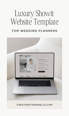 a laptop with the words luxury showit website template for wedding plannerrs on it