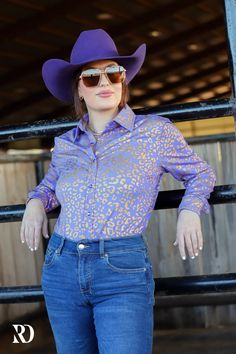 PURPLE LEOPARD (GOLD) PERFORMANCE SHOW SHIRT – Ranch Dress'n