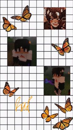 several pictures of people with butterflies on them