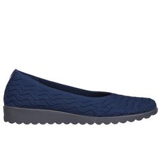 Versatile style and supportive comfort combine in Skechers Arch Fit Cleo Wedge - Carefree Breeze. Designed with recycled materials, this skimmer features a Stretch Fit engineered knit upper in a wavy pattern and a removable Arch Fit insole. Our Planet Matters Good for your feet. Good for the world. | Skechers Women's Arch Fit Cleo Wedge - Carefree Breeze Flats | Wide Width | This product's upper is made with at least 20% recycled content by weight, which helps to reduce waste | Patented Skechers Arch Fit insole system with podiatrist-certified arch support | Podiatrist-designed shape developed with 20 years of data and 120, 000 unweighted foot scans | Removable insole helps mold to your foot to reduce shock and increase weight dispersion | Stretch Fit design for sock-like comfort | Crafted Wavy Pattern, Wide Shoes, Skechers Women, Reduce Waste, Navy Fashion, Shopping Hacks, Versatile Style, Our Planet, Arch Support