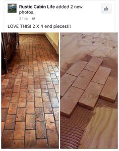 the facebook page shows two photos of wooden flooring, and one photo of wood planks