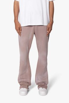 Faded Bootcut Sweatpants - Washed Mauve Soft-washed Wide Leg Loungewear Pants, Faded Cotton Bottoms For Fall, Acid Wash Relaxed Fit Sweatpants For Streetwear, Washed Straight Leg Loungewear Pants, Faded Straight Hem Bottoms For Fall, Straight Leg Washed Pants For Loungewear, Straight Hem Cotton Bottoms Washed, Faded Bottoms With Straight Hem For Fall, Cotton Bottoms With Straight Hem And Washed Detail