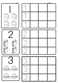 printable worksheet with numbers and hats for children to practice their handwriting skills