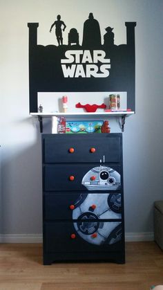 a star wars themed dresser in a child's bedroom