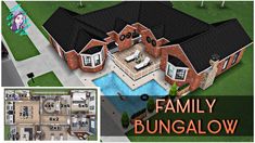 an aerial view of a house with the words family bunglow on it