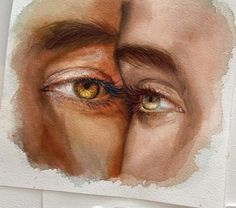 an artistic painting of two people's eyes