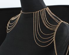 Style: Europe and America Material: Alloy Color: Gold, Silver Fashion Element: Metal, Geometry Shoulder Jewelry, Arm Bracelets, Golden Necklace, Shoulder Chain, Watch Necklace, Jewelry Party, Metal Chain, Womens Bracelets, Body Jewelry