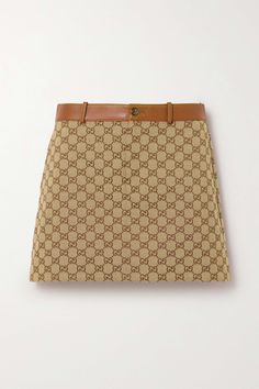 Shop GUCCI Leather-trimmed cotton-blend canvas-jacquard mini skirt, Explore the latest GUCCI women's collection today on NET A PORTER Gucci Pleated Skirt, Gucci Clothes Women, Gucci Outfits Women, Gucci Outfit, Shop Gucci, Gucci Skirt, Los Angeles Design, Gucci Mini, Gucci Outfits