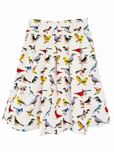 THE Bird Skirt.We are restocking sold out sizes. The new batch will be ready at the end of May. Please sign up to be notified if you would like one. For Birders, Bird Lovers, Bird Watcher, you name it. Twelve types ranging from a Mallard Duck to a Warbler. Full list of all birds included with skirt. Box pleats, elastic waistband and of course pockets make Dixie extra special. Matching Kathryn shirt coming soon. I'm wearing mine with my Annie top in Grey. SKIRT DETAILS: Light Poplin: 100% fine wo Bird Skirt, Make A Dress, Skirt Details, Best Tote Bags, Grey Skirt, Dapper Dan, Bird Watcher, Mallard Duck, Wardrobe Update