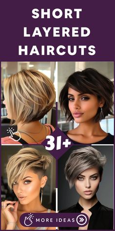 Between Pixie And Bob Hairstyles, Step Short Haircut, Hairstyles Short Straight Hair Black Women, Short Youthful Haircuts, Graduated Layered Bob, Short Back Haircut For Women, Volume Pixie Haircut, Short Reverse Bob Haircut, Edgy Asymmetrical Haircut Short