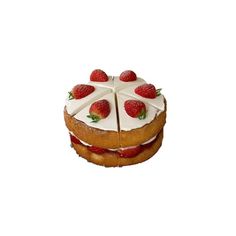 a cake with white frosting and strawberries on top