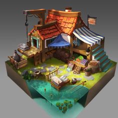 an image of a small house with a lot of stuff on it