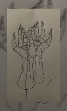 a drawing of a hand holding something in it's palm with two fingers extended