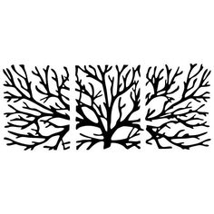 three metal wall art pieces depicting trees