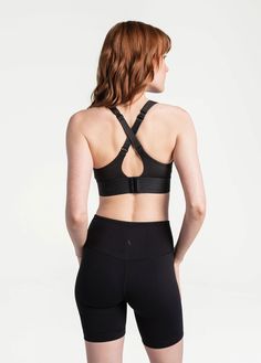 Power up your practice with this style suited for high-intensity activities. A thick branded strap and hook-and-eye closure serves up support. Women Sports, Bra Women, Adjustable Straps, Sports Bra, Bra, Sports, Black