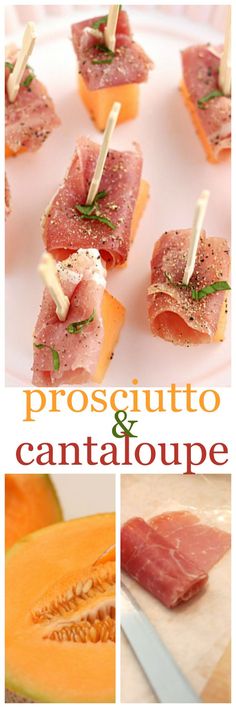 prosciutto and cantaloupe on a white plate