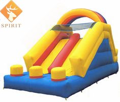 an inflatable water slide is shown