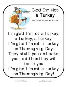 a thanksgiving poem for kids with turkey and turkey on the page, i'm not a turkey