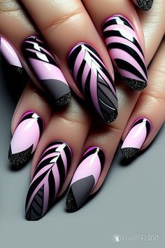 Nails With Neon Design, Black Nails With Neon Design, Black Nails With Neon, Mosaic Nails, Intricate Nail Designs, Nail Art Elegant, Nails Swirl, Neon Nail Art, Neon Nail Designs