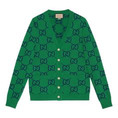 Gucci GG Knit Cardigan 'Green Blue' 674043-XKB3V-3129 Blue Gucci Cotton Outerwear, Gucci Green Cardigan, Blue Long Sleeve Gucci Sweater, Gucci Cardigan, Gucci Designer Jacquard Knit Cardigan, Gucci Long Sleeve Jacquard Knit Cardigan, Cardigan Green, Knit Cardigan, Blue Green